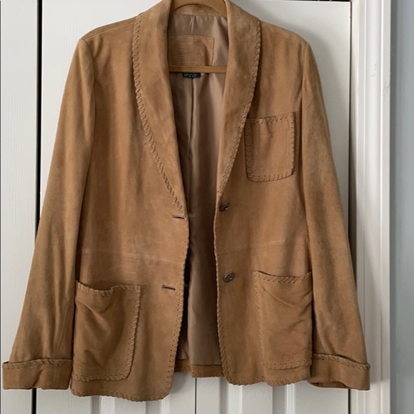 Ralph Lauren Jackets & Blazers - Ralph Lauren  Buttery Soft Leather-Turquoise Button Jacket w Whip Stitching